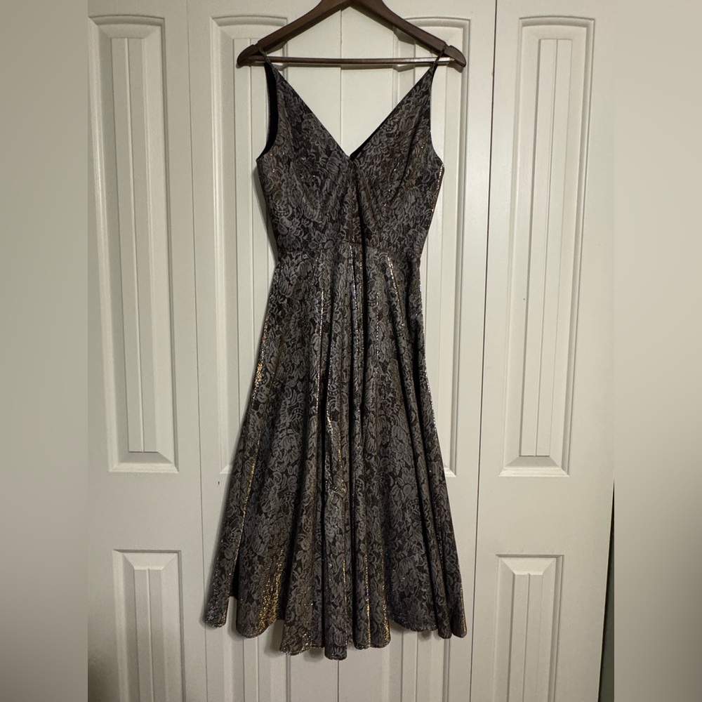 Dress the Population Black and Gold Maxi Dress